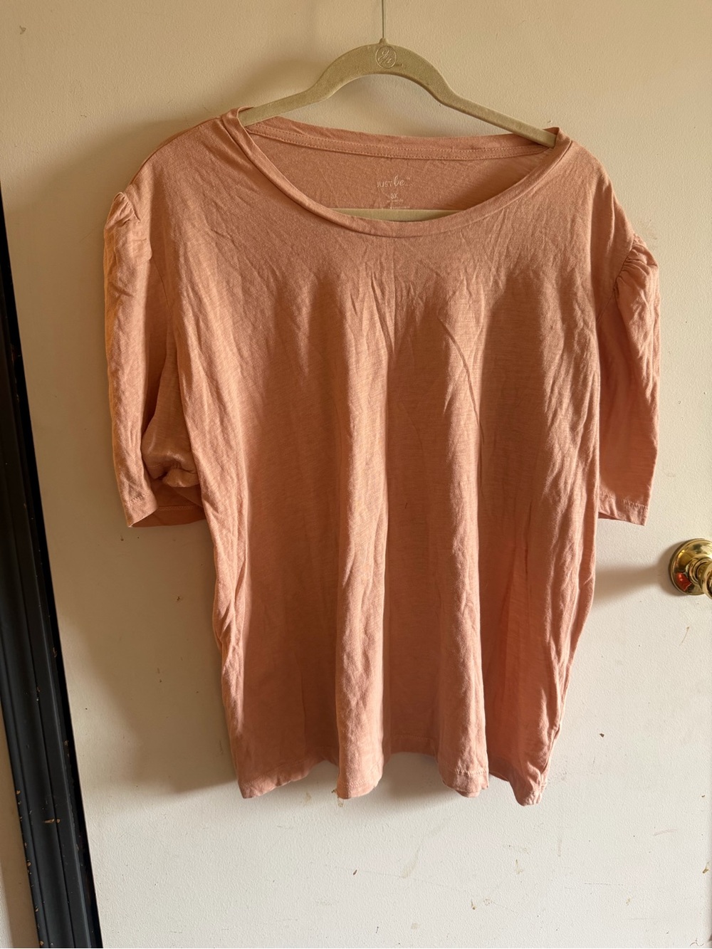 Just Be Peach Knit T-Shirt Short Sleeve Round Neck Plus Size 3X